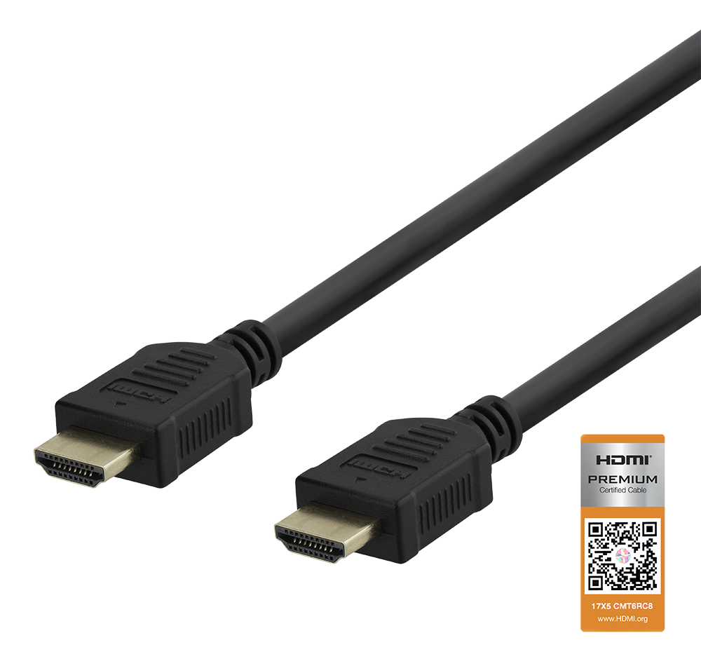 DELTACO Premium High Speed HDMI kabelis, 4K@60Hz, 0,5m, svart
