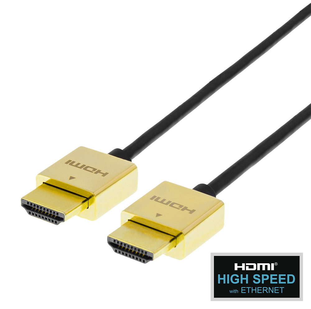 DELTACO tunn HDMI-kabel ar guldpläterade kontaktu, 2m
