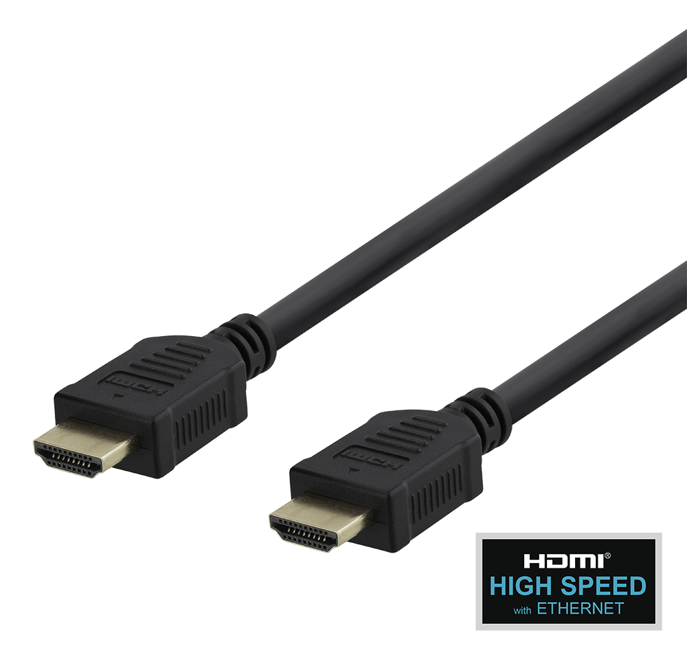 DELTACO HDMI kabelis, HDMI High Speed ar Ethernet, 5m, svart