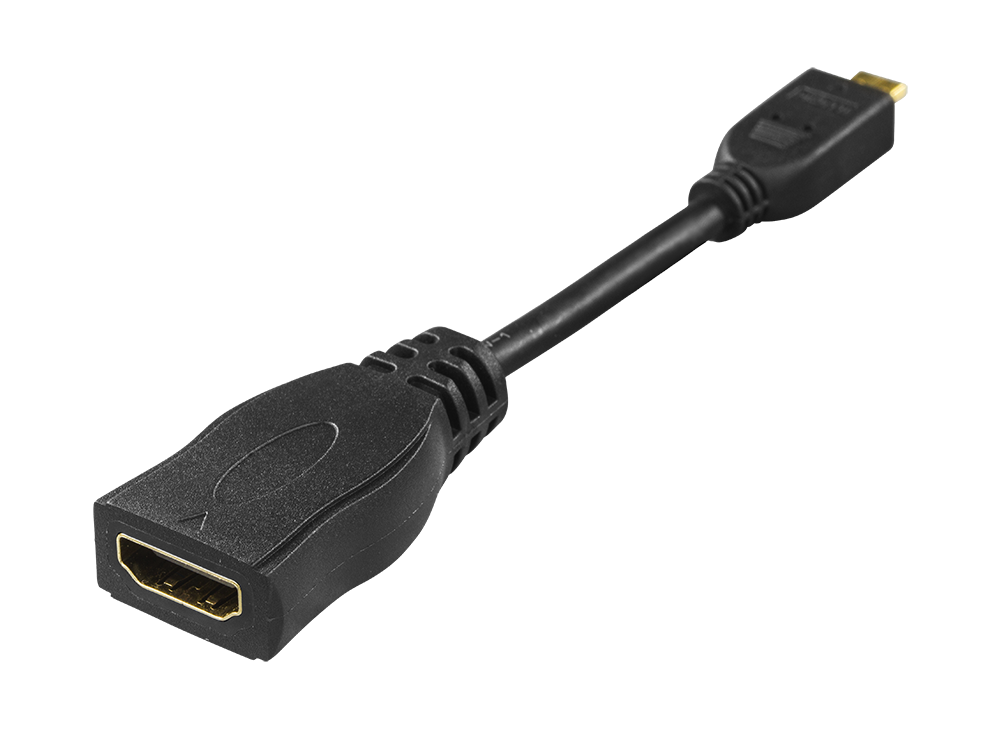 DELTACO HDMI adapteris, Micro HDMI ha - HDMI ho, 0,1m, svart