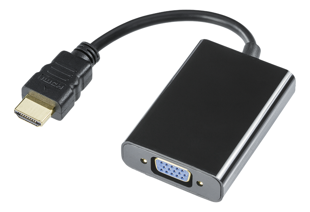 DELTACO HDMI līdz VGA-adapteris, 19-pin ha - 15-pin+3,5mm, 0,2m, svart