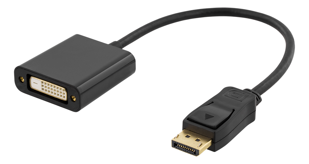 DELTACO DisplayPort līdz DVI-D vienas saites adapteris, svarts, 1080p, 0,2m