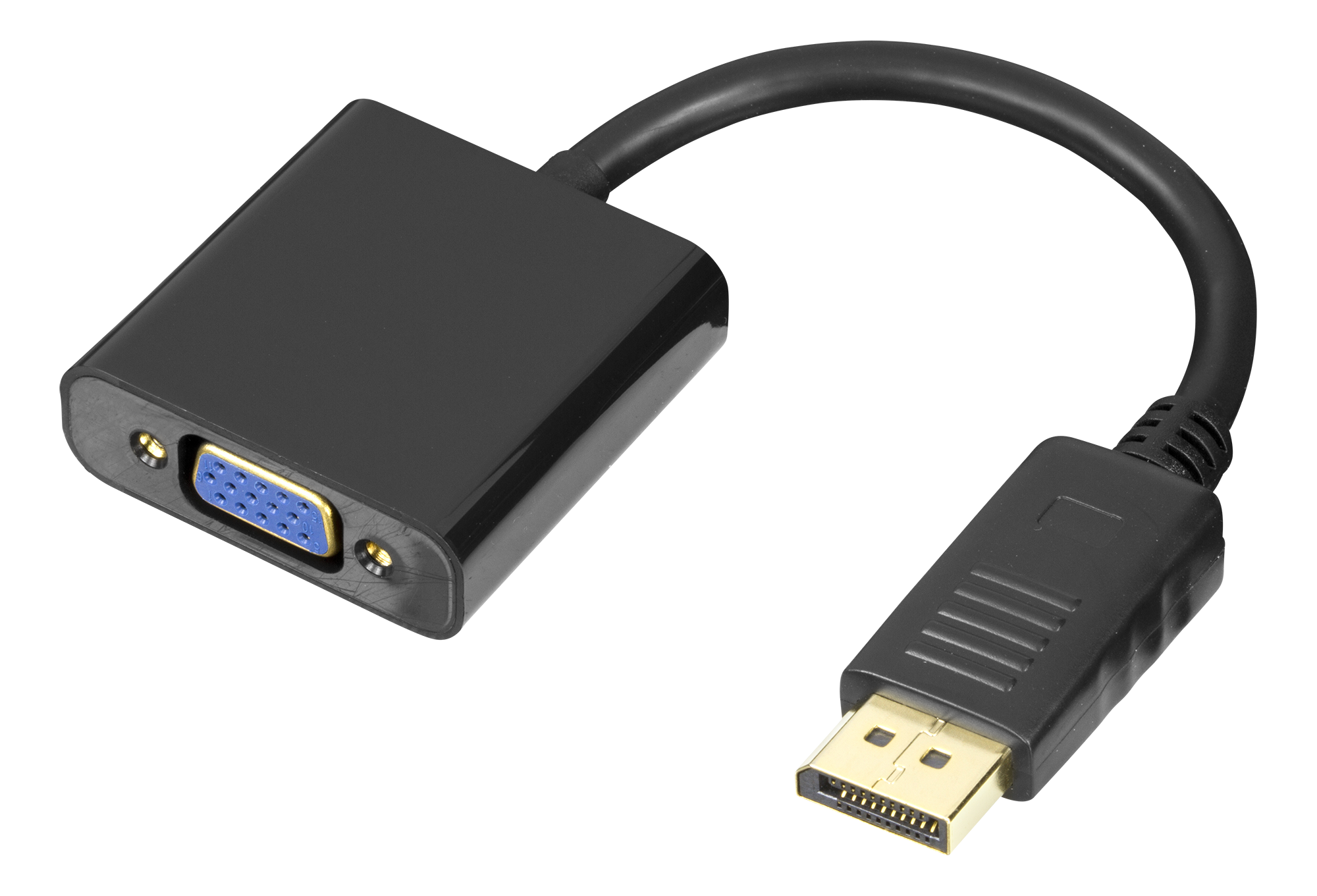 DELTACO DisplayPort līdz VGA-adapteris, Full HD i 60Hz, 0,2m, svart