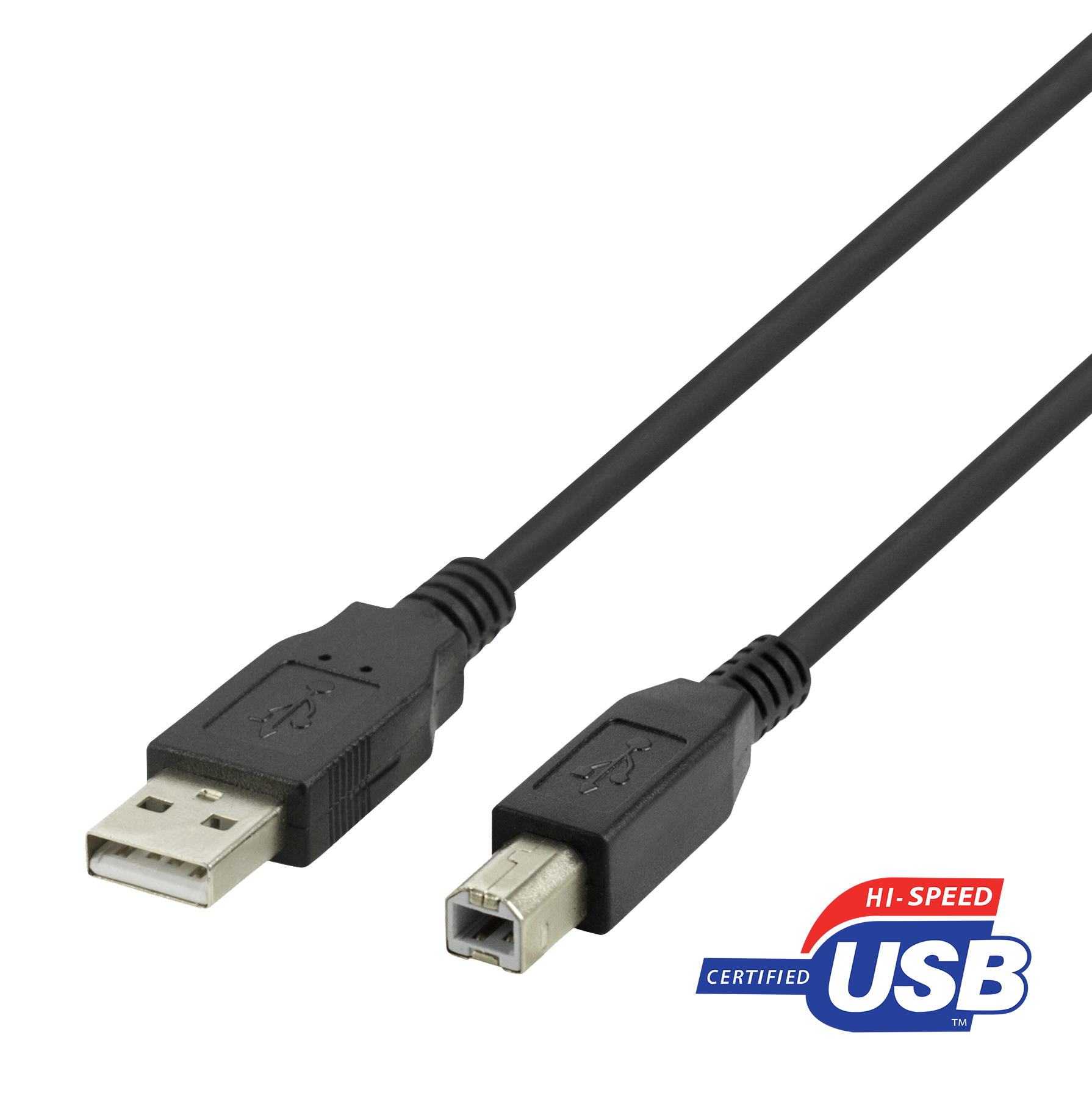  USB-B 2.0 cable DELTACO suitable for printers, 1m black / USB-210S-K / R00140001