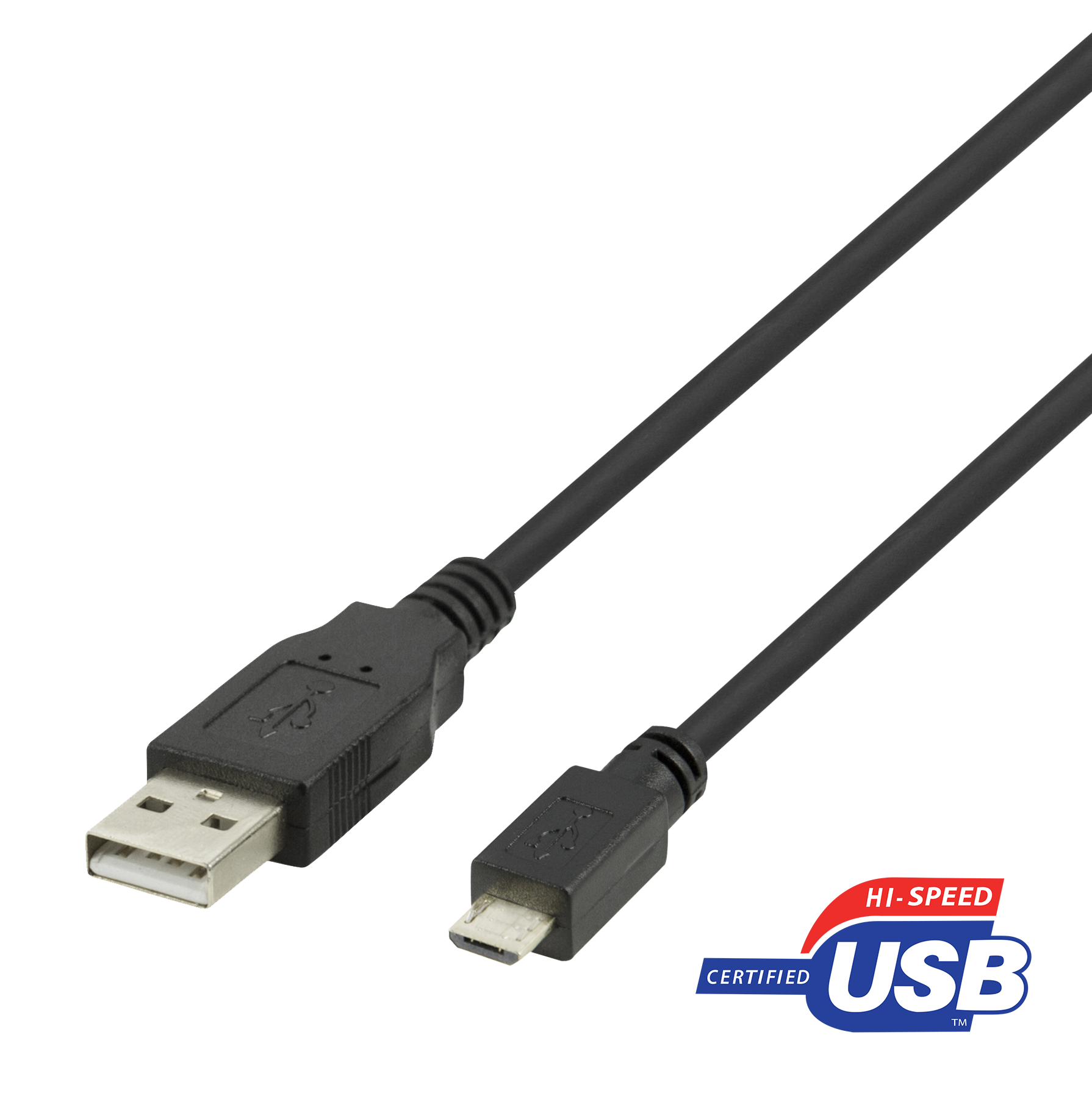 Cable DELTACO USB 2.0 Micro B, 2.4A, 2m black / USB-302S-K / R00140009