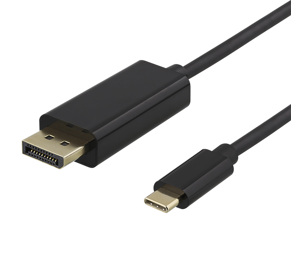 USB-C - DisplayPort cable DELTACO 4K UHD, gold plated, 2m, black / USBC-DP200-K / R00140015