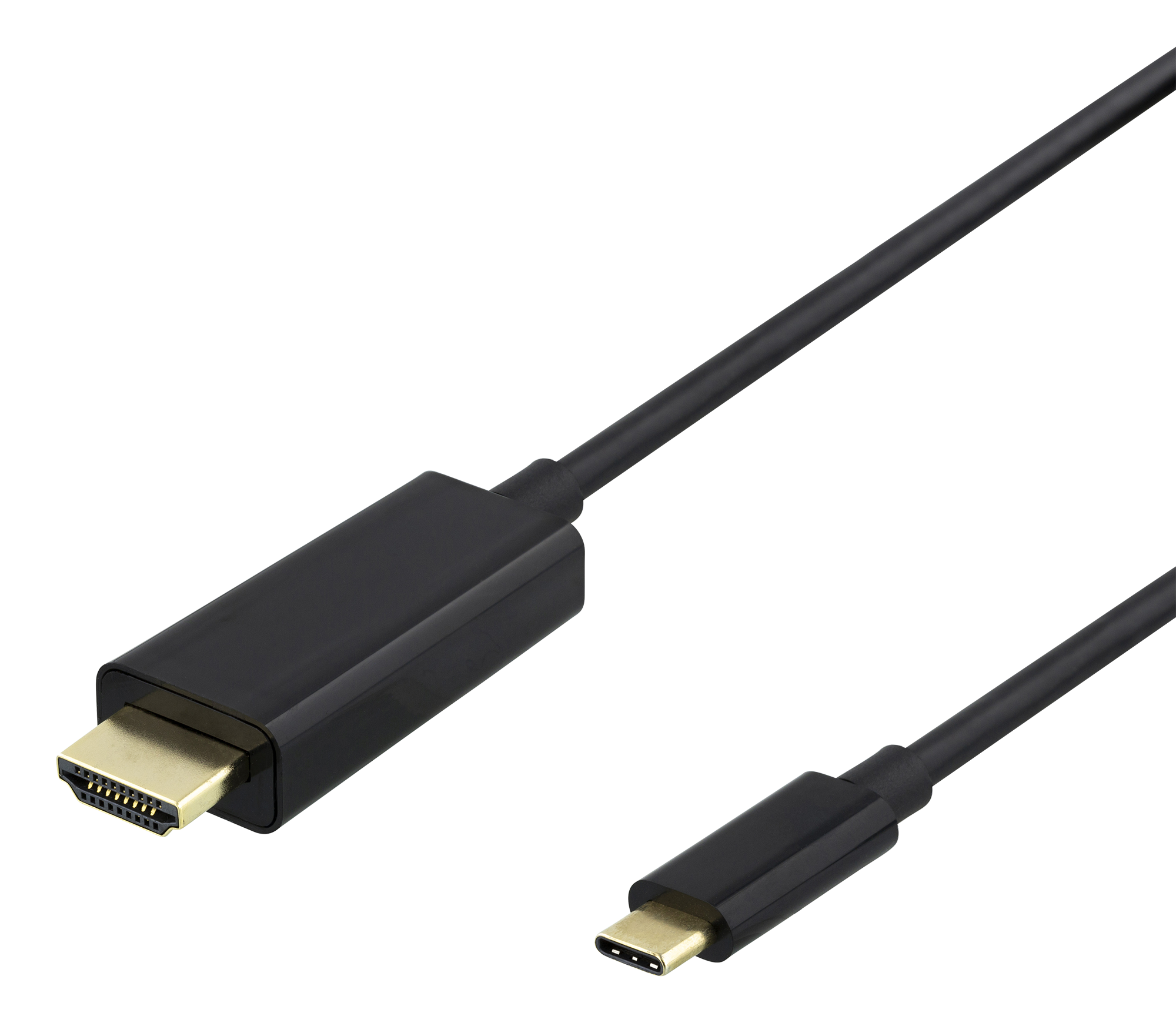 USB-C - HDMI cable DELTACO 4K UHD, gold plated, 0.5m, black / USBC-HDMI1005-K / R00140018