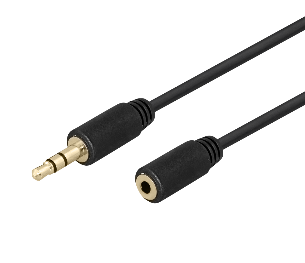 Audio cable DELTACO 3.5mm, gold-plated, 2m, black / MM-160-K / R00180012