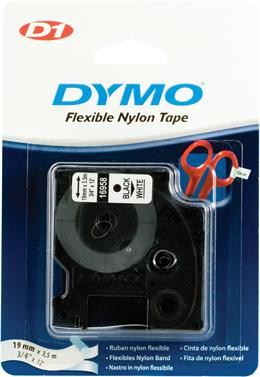 DYMO D1 marķējuma lente flex nylon 19mm, melna uz balta, 3,5 m roll