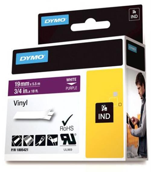 DYMO Rhino Professional, 19mm, ievērojama vinila lente, balta teksta violeta lente
