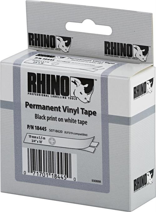 Tape DYMO Rhino 19mm x 5.5m, vinyl, black on white / S0718620 18445