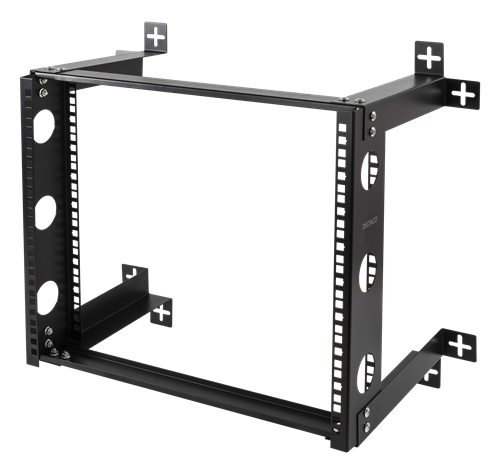 DELTACO 19 "wall mount, 9U, 50kg load, steel, mounting kit, black / 19-DTSR0509