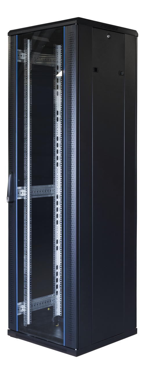 TOTEN System G, 19 "skapis, 42U, 800x800, stikla priekšējās durvis, metāla korpuss