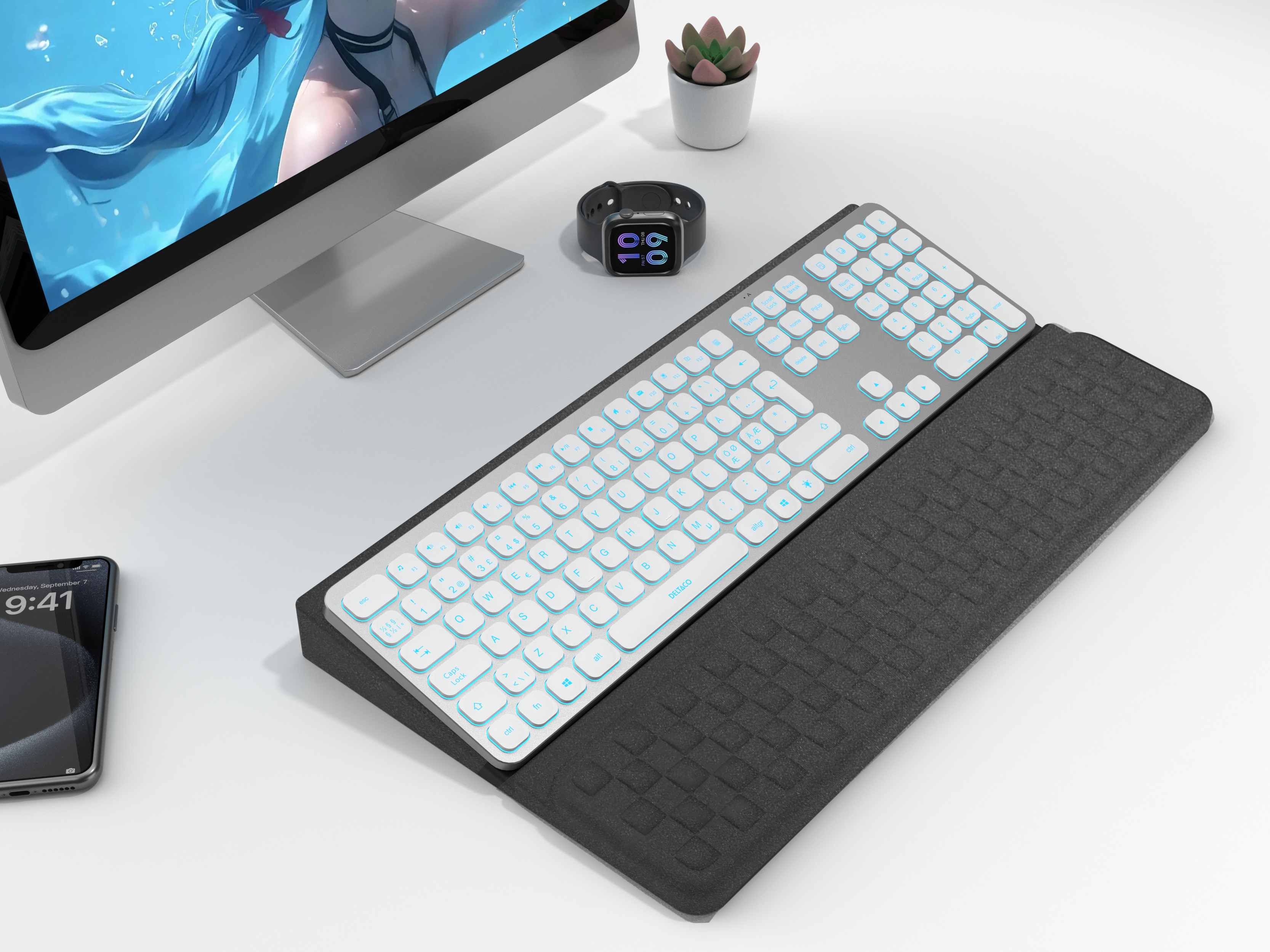 Ergonomisks rokas paliktnis un tastatūras statīvs