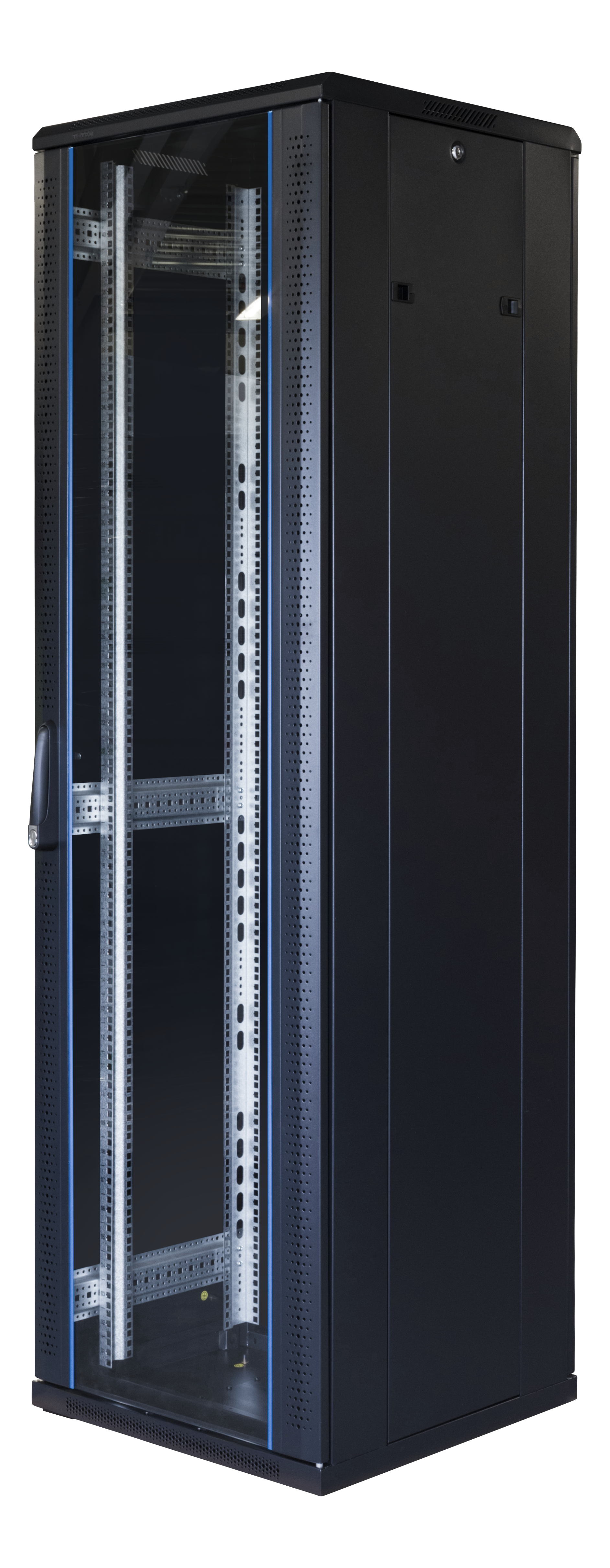 19" cabinet TOTEN, System G, 42U, 600x600, glass front door, metal rear door, 800kg load, black / G6.6642.9001 / 19-G6642GM