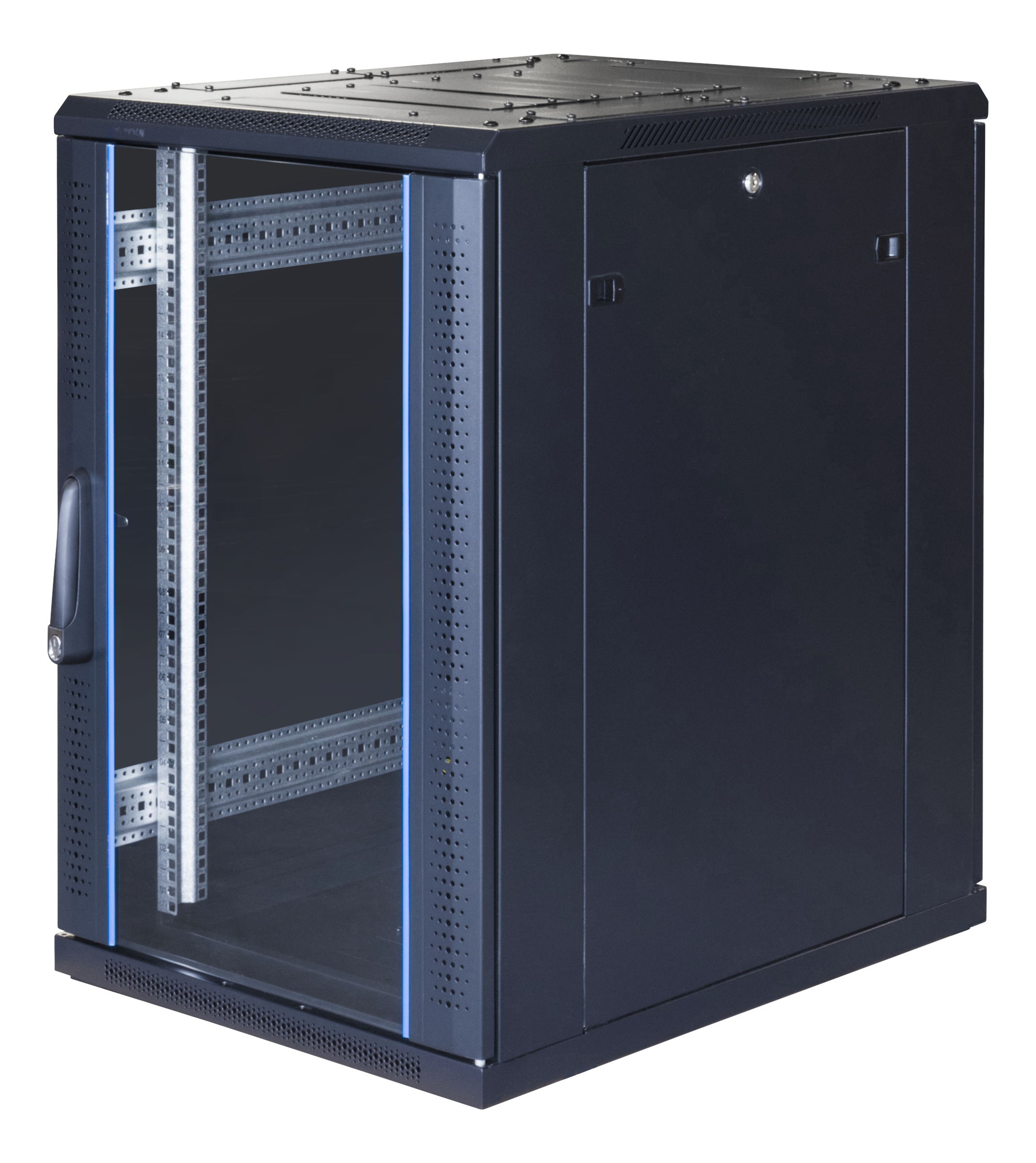 19" cabinet TOTEN, System G, 18U, 600x800, glass front door, metal rear door, 800kg load, black  / G6.6818.9001 / 19-G6818GM