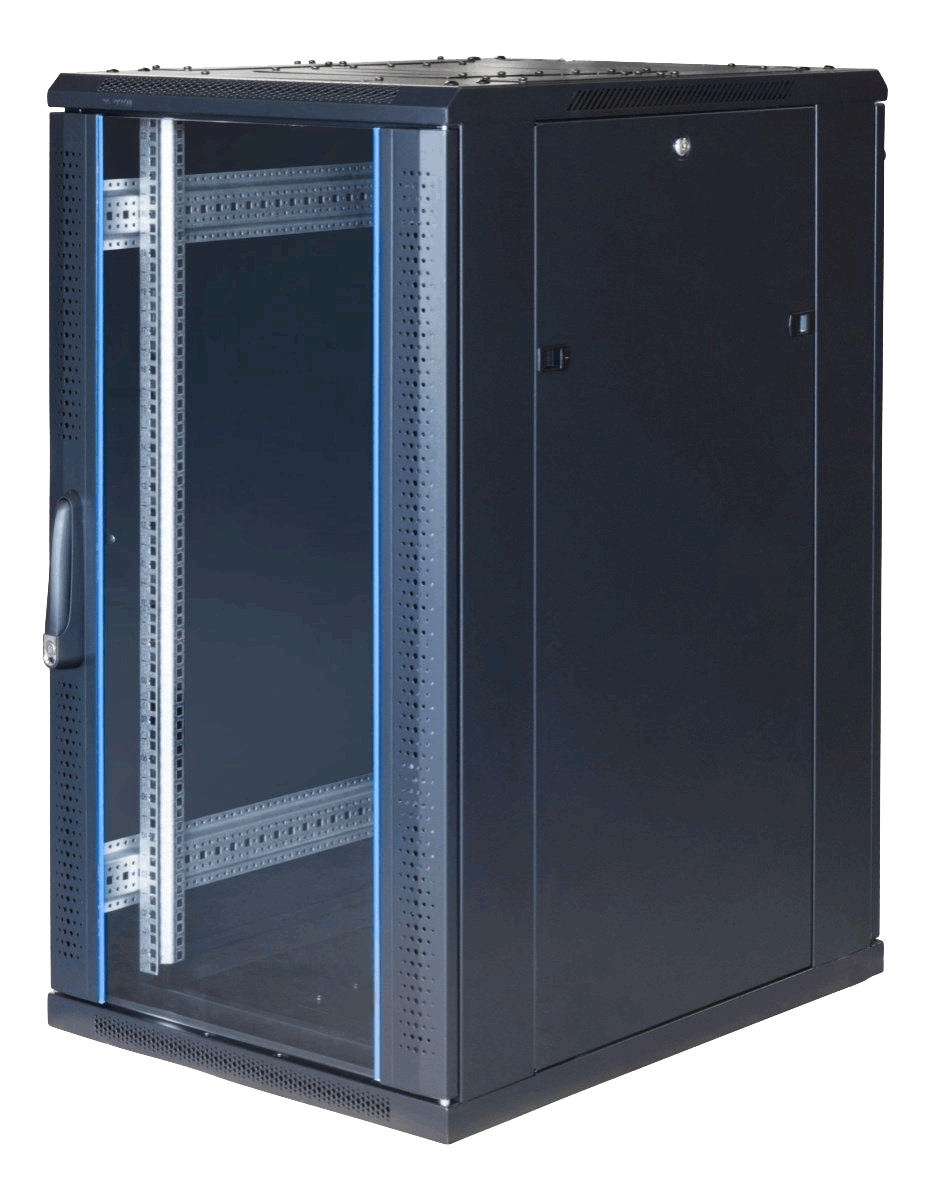 19" wall cabinet TOTEN, 9U, 600x450, perforated door, black / W364099001 / 19-W6409P