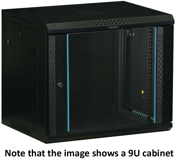 19″ wall cabinet TOTEN, 18U, 600 × 450, glass door, black / WS64186001 / 19-W6418