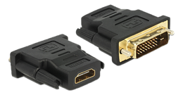 DeLOCK DVI to HDMI adapter, DVI 24 + 1 pin, HDMI 19 pin female, gold plated connectors, black / 65466