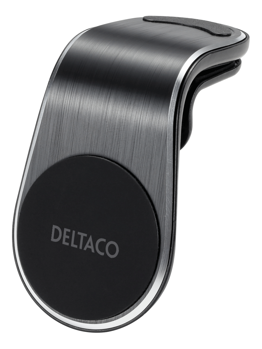 DELTACO magnētiskais auto turētājs, leņķa ventilācijas atveres stiprinājums, mobilajam, melns