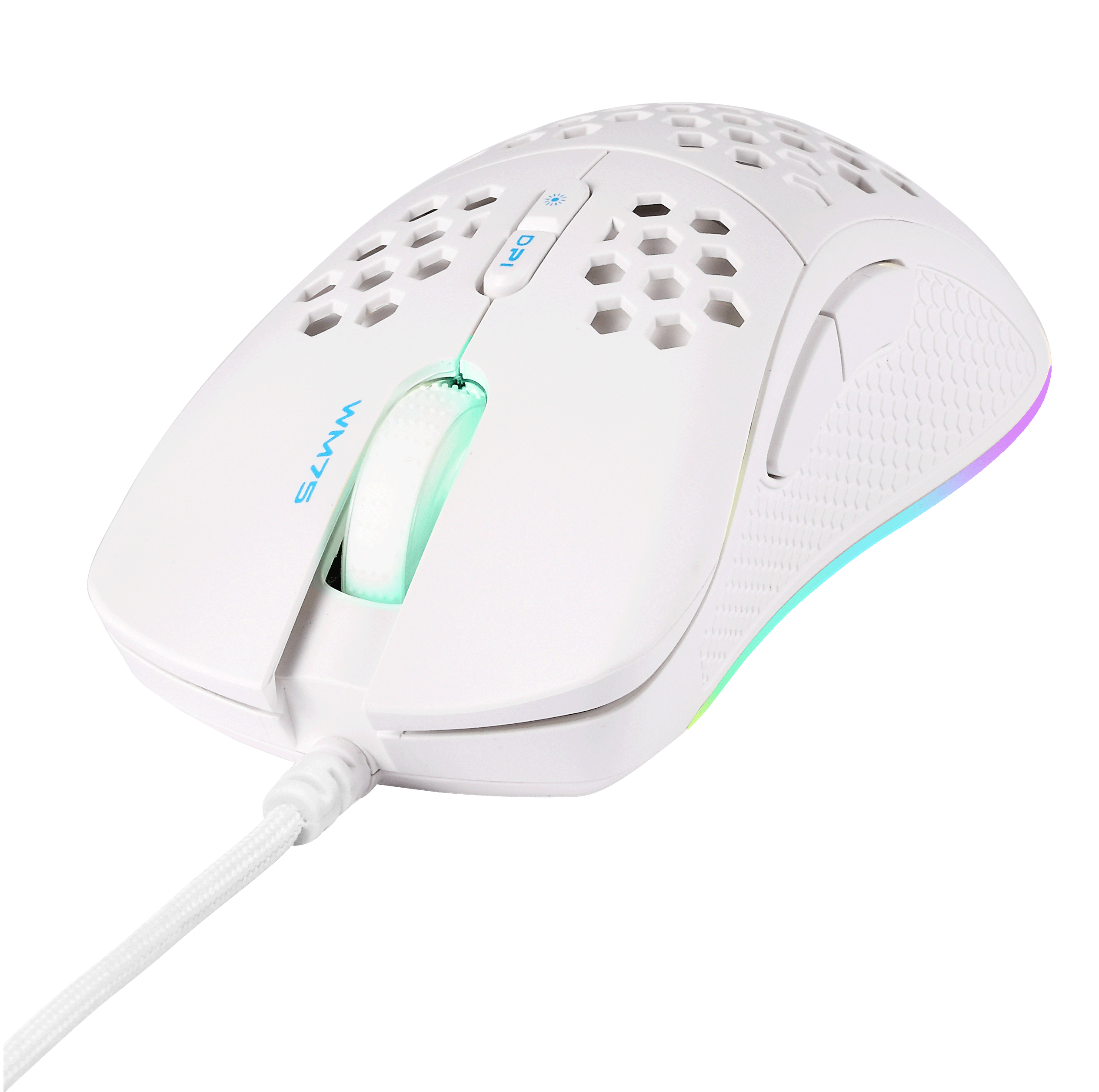 WHITE LINE WM75 Viegla spēļu pele, RGB, balta