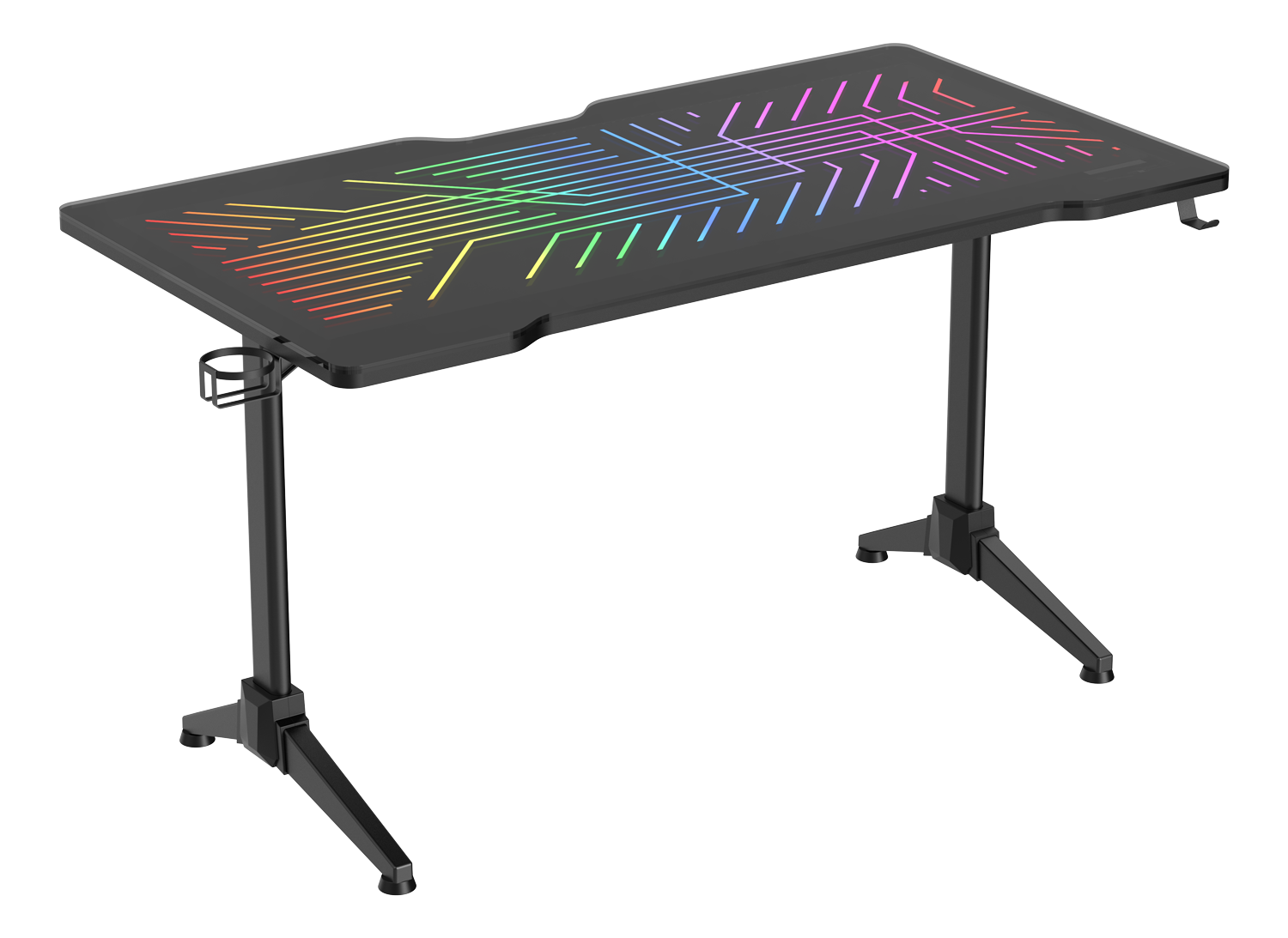 DELTACO GAMING DT420 RGB spēļu galds, stikla LED galda virsma, 140x75cm