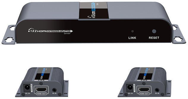 1X2 HDMI paplašinātāja sadalītājs pa CAT6 / 6a / 7 40m ar infrasarkano starojumu