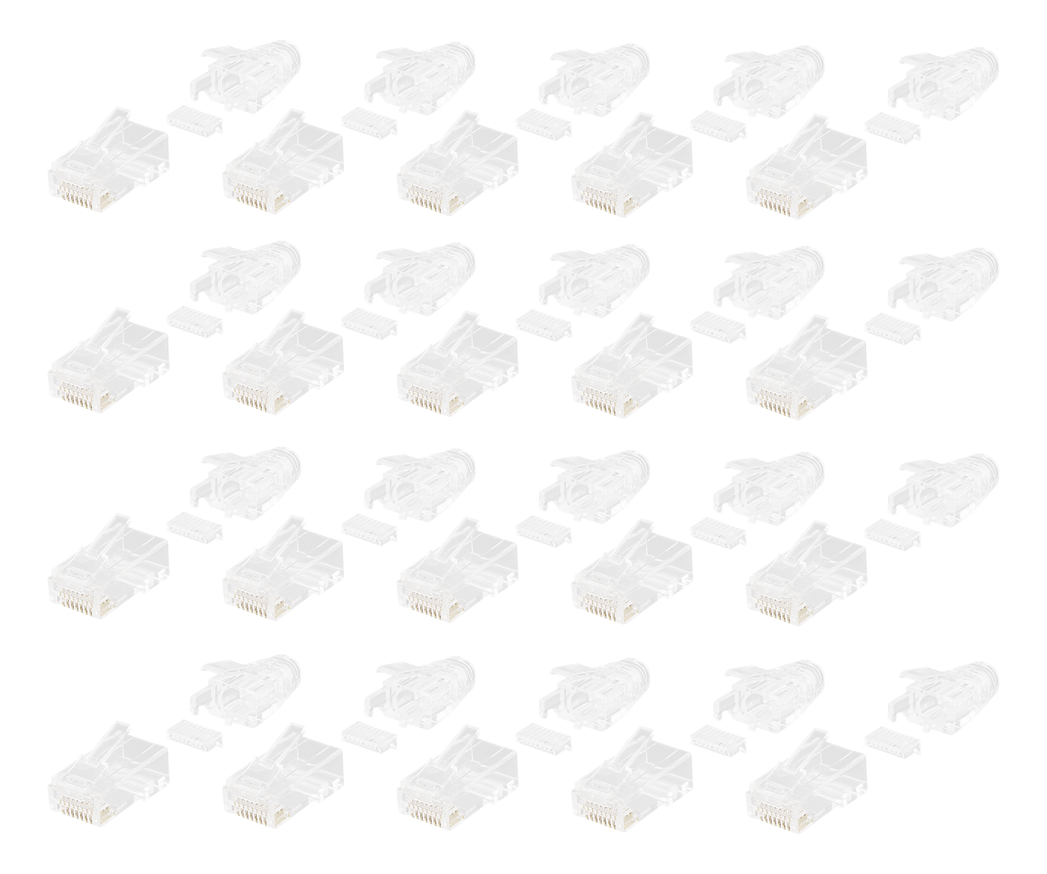 DELTACO RJ45 kontaktdonts slim kabel 28AWG, Cat6a, oskärmad, 20 iepakojumi