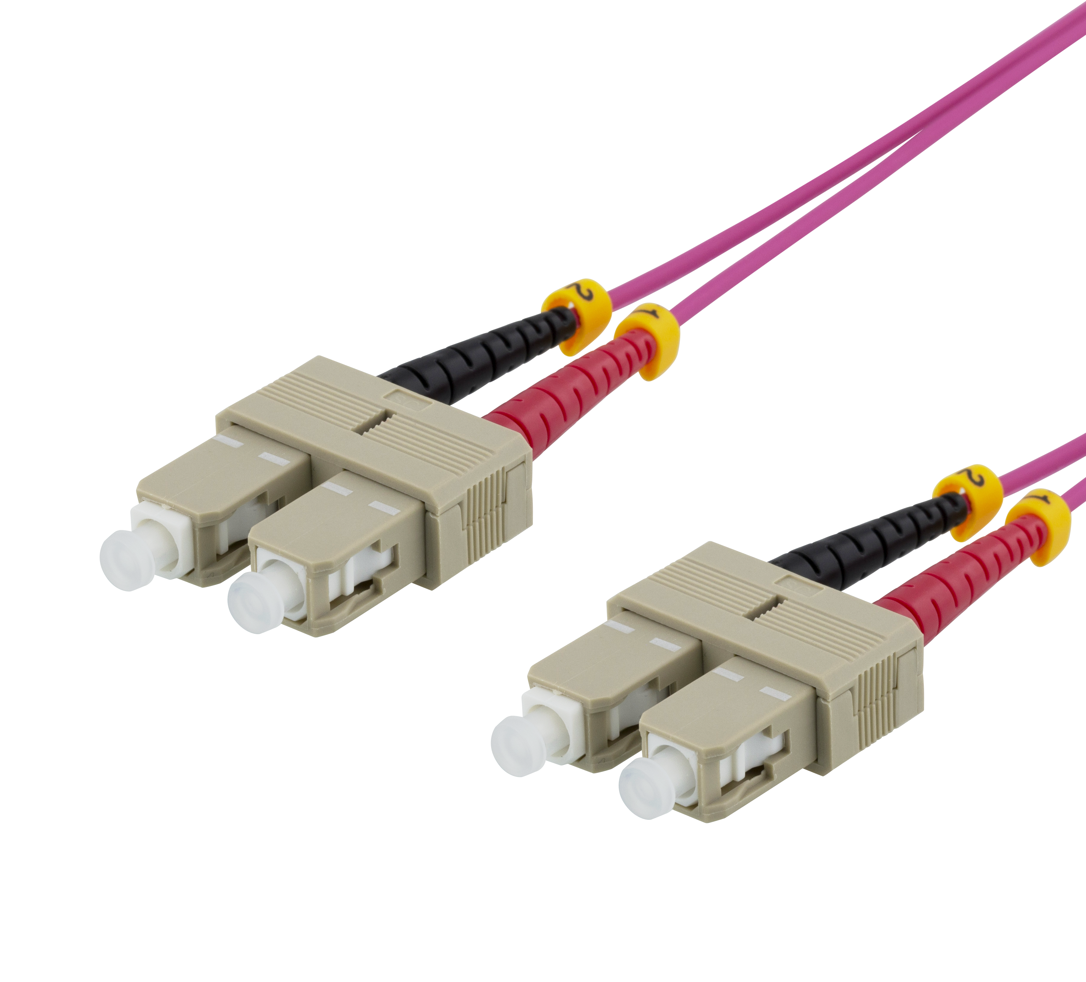 Fiber cable DELTACO, 2m, SC-SC Duplex, 50/125, pink / SCSC-72