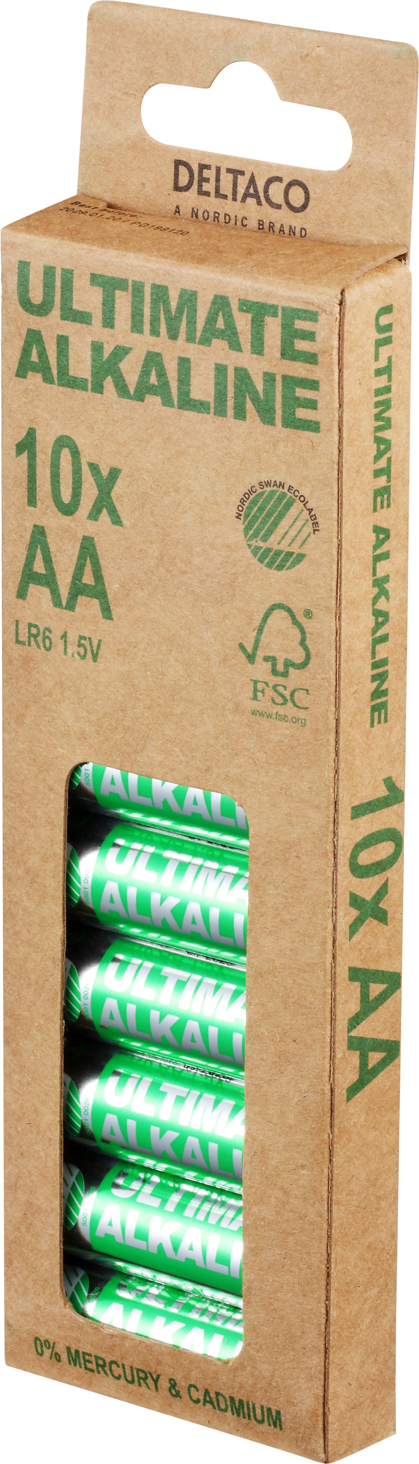 DELTACO Ultimate Alkaline baterijas, LR6/AA izmērs, 10 iepakojumi