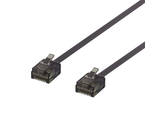 DELTACO U / UTP Cat6a ielāpu kabelis, plakans, 0,15 m, 1 mm biezs, melns