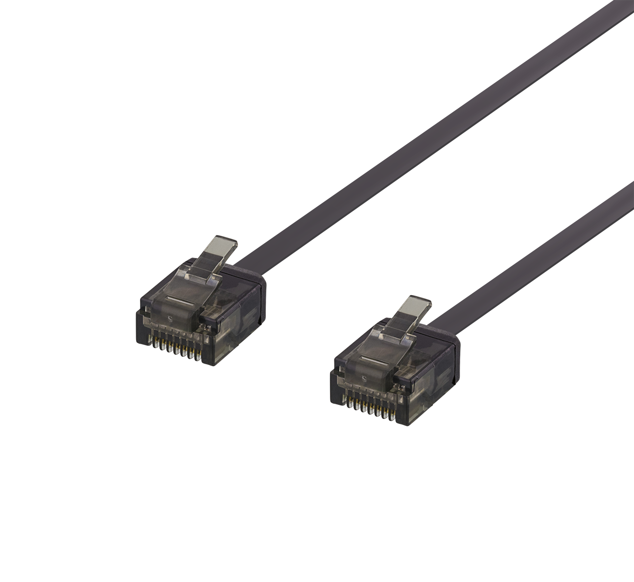 U/UTP Cat6a patch cable DELTACO, flat, 0.5m, 1mm thick, black / UUTP-2017