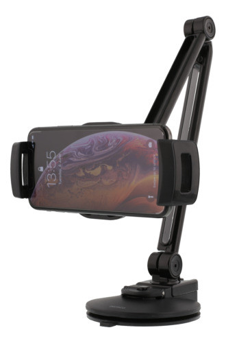 2 in 1 Smartphone and tablet stand with suction cup, 4"-12,", C-Clamp, 360 degree rotation DELTACOIMP black / ARM-252