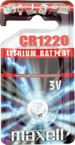 Maxell knappcellsbatteri, CR1220, litijs, 3V, 1 iepakojums