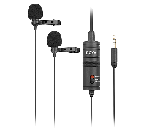 Dual run-down slip microphone BOYA single 3.5mm connector, black / BY-M1DM / BOYA10002