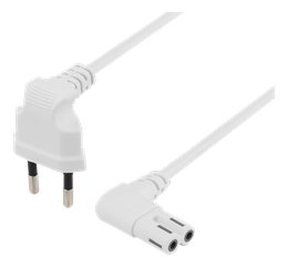 DELTACO cable, 0.5m, angled CEE 7/16, IEC 60320 C7, Max 250V 2.5A, white / DEL-109BR