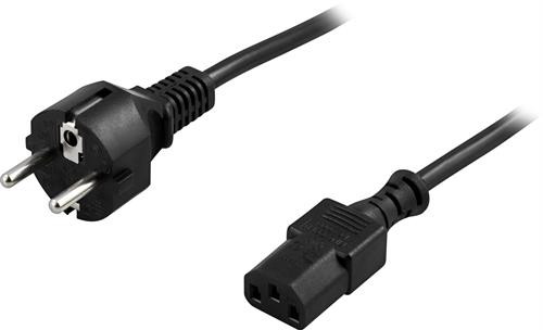 DELTACO cable, CEE 7/7 to IEC 60320 C13 , max 250V / 10A, 2m, black / DEL-109M