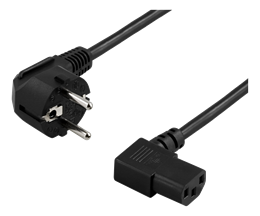 DELTACO grounded appliance cable, angled CEE 7/7 to angled IEC 60320 C13, 10m, max 250V / 10A, black / DEL-111D