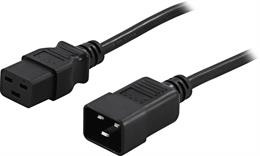 Grounded extension / extension cable, straight IEC 60320 C19 for straight IEC 60320 C20 , max 250V / 16A, 1m  DELTACO black / DEL-112MA