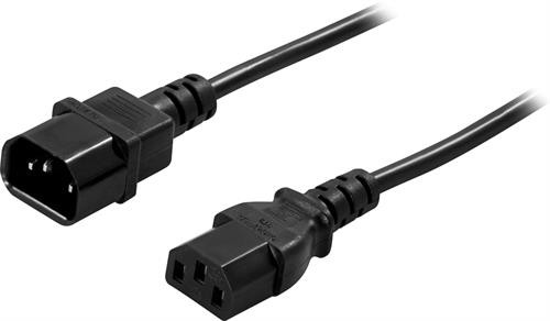 DELTACO extension cable, straight IEC 60320 C14 to straight IEC 60320 C13, max 250V / 10A, 2m , black  / DEL-113 