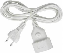 Brennenstuhl unplugged appliance cable for extension between unit and wall outlet, straight CEE 7/16 to straight IEC 60906-1, max 250V / 2.5A, 3m white 1161660 / DEL-118A
