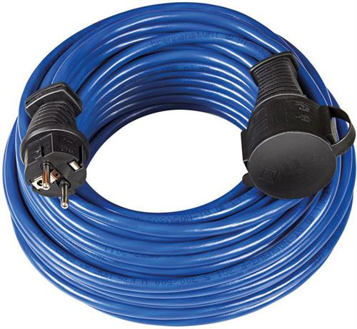 Brennenstuhl earthed rubber extension cord, straight CEE 7/7 to straight CEE 7/4 (Schuko), IP 44, 25m , blue 1169820 / DEL-118U