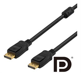 DELTACO DisplayPort monitor cable, Ultra HD in 60Hz, 21.6 Gb/s, 2m, black / DP-1020