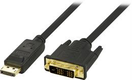 DELTACO DP to DVI-D Single Link Cable, Full HD in 60Hz, 2m, black, 20-pin ha - 18 + 1-pin ha / DP-2020