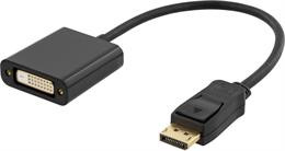 DELTACO DisplayPort to DVI-I Dual Link adapter 20-pin male - 24 + 5-pin male, black, 0.2m / DP-DVI14