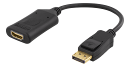 DELTACO DisplayPort to HDMI 2.0b adapter, supports 4K in 60Hz, active, HDCP 2.2, 3D, 0.1m, black  DP-HDMI32 