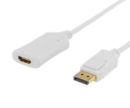 DELTACO DisplayPort līdz HDMI 2.0b kabelis, 4K pie 60Hz, 1m, balts