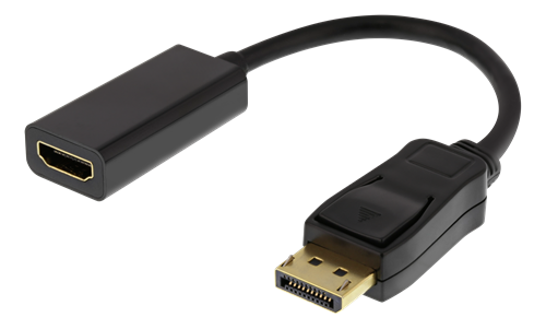 DELTACO DP to HDMI adapter, dual-mode (DP ++), gold-plated, 3840x2160 at 60Hz, 0.2m, black / DP-HDMI43