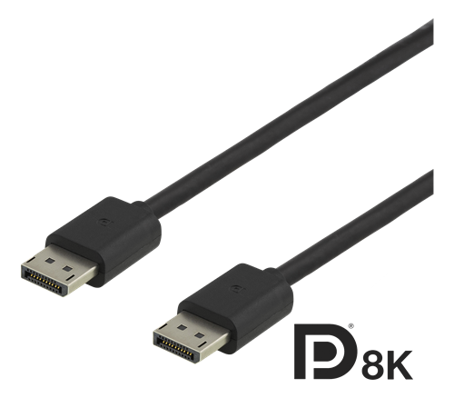 DELTACO DisplayPort kabelis, DP 1.4, 7680x4320 60 Hz, 1,5 m, melns