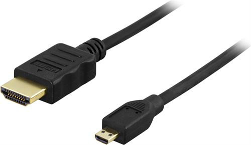 DELTACO HDMI cable, 4K, Ultra HD - 60Hz, A ha - Micro HDMI ha, gold plated, 2m, black / HDMI-1023